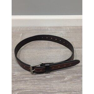 Columbia Stitched Brown 2 Tone Thick REAL Leather Work Belt -Men's Size S 30-32
